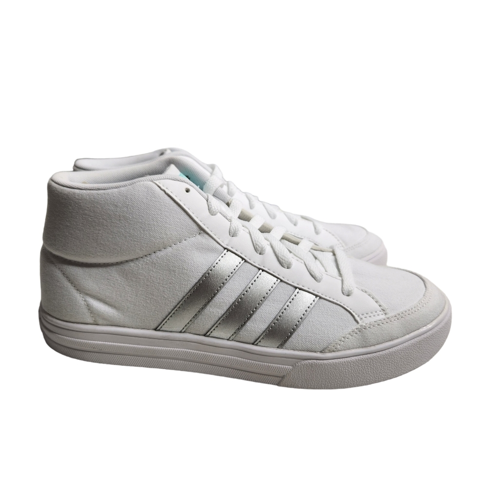 Adidas Womens Mid White Silver Aqua Ankle High Fashion Sneaker Size 9.5